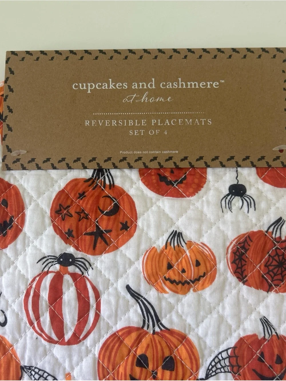 Cupcakes & Cashmere Orange Pumpkin Halloween Quilted Placemats Set of 4